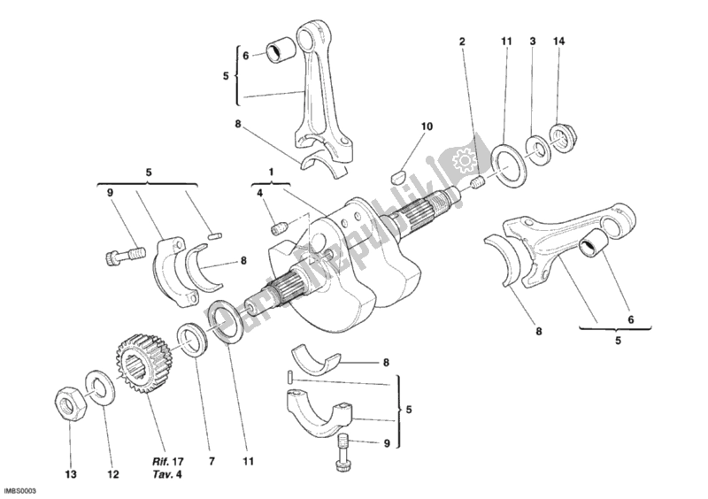 Toutes les pièces pour le Vilebrequin du Ducati Monster S4 RS USA 1000 2006
